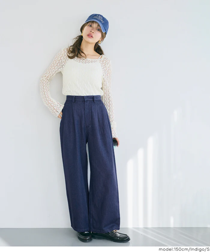 とろみデニムタックパンツ レディース 送料無料/メール便不可 - Image 9
