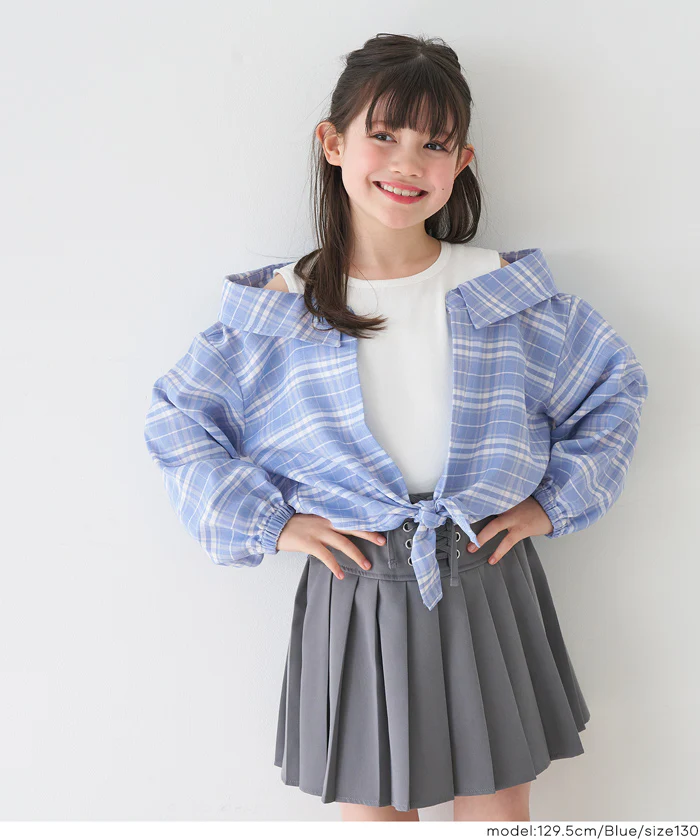 ドッキング肩あきチェックシャツ キッズ メール便不可 - Image 11