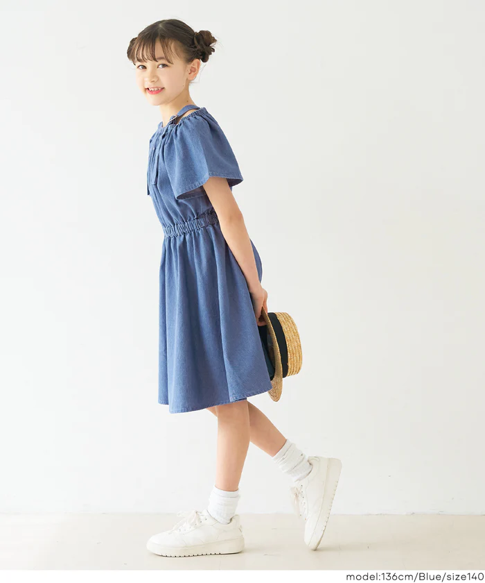 デニムハートバックルワンピース キッズ メール便不可 - Image 3