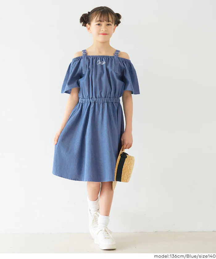 デニムハートバックルワンピース キッズ メール便不可 - Image 6
