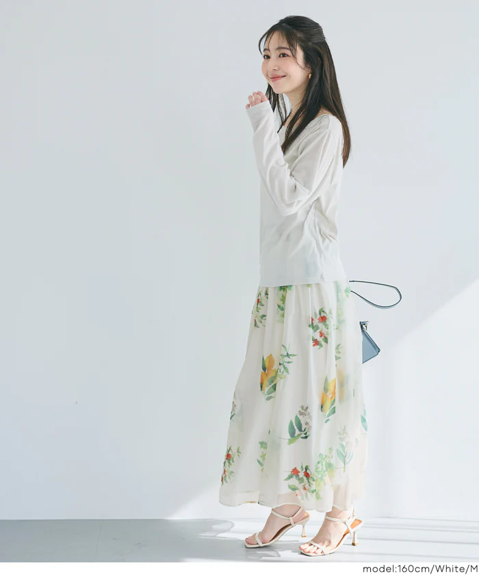 オーガンジーフラワーフレアスカート レディース メール便不可 - Image 6