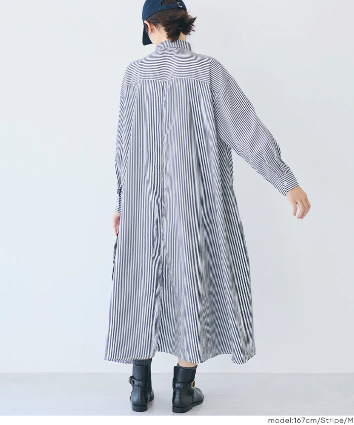 セール★3490円→2990円 ストライプボリュームシャツワンピース レディース メール便不可 - Image 4
