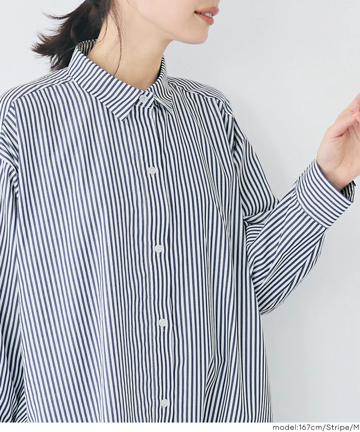 セール★3490円→2990円 ストライプボリュームシャツワンピース レディース メール便不可 - Image 5
