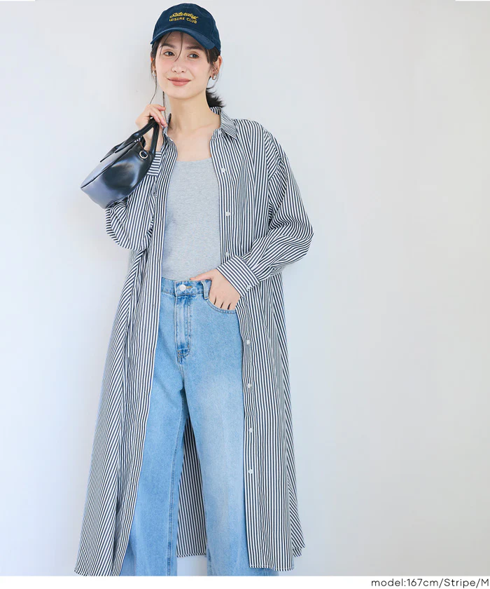 セール★3490円→2990円 ストライプボリュームシャツワンピース レディース メール便不可 - Image 7