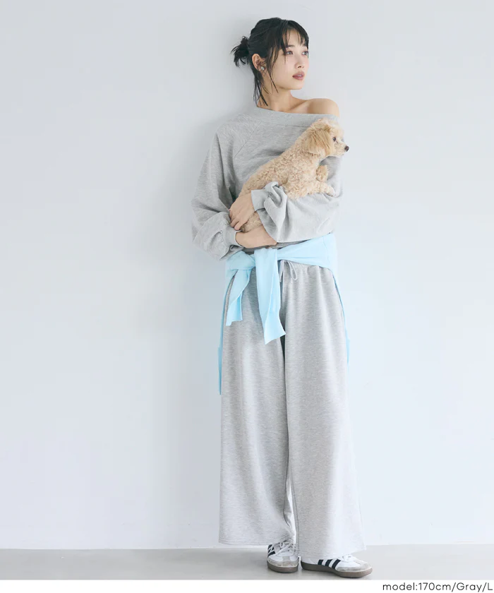 裏毛スウェットワイドパンツ レディース メール便不可 - Image 3