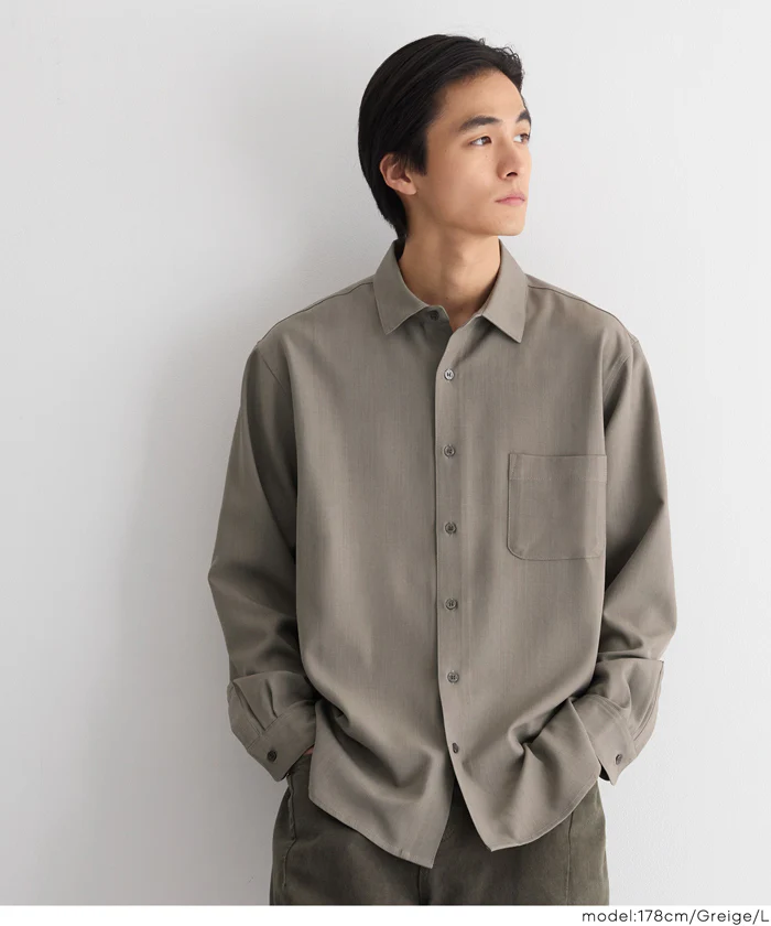 ヘリンボーンリラックス長袖シャツ メンズ メール便不可 - Image 11