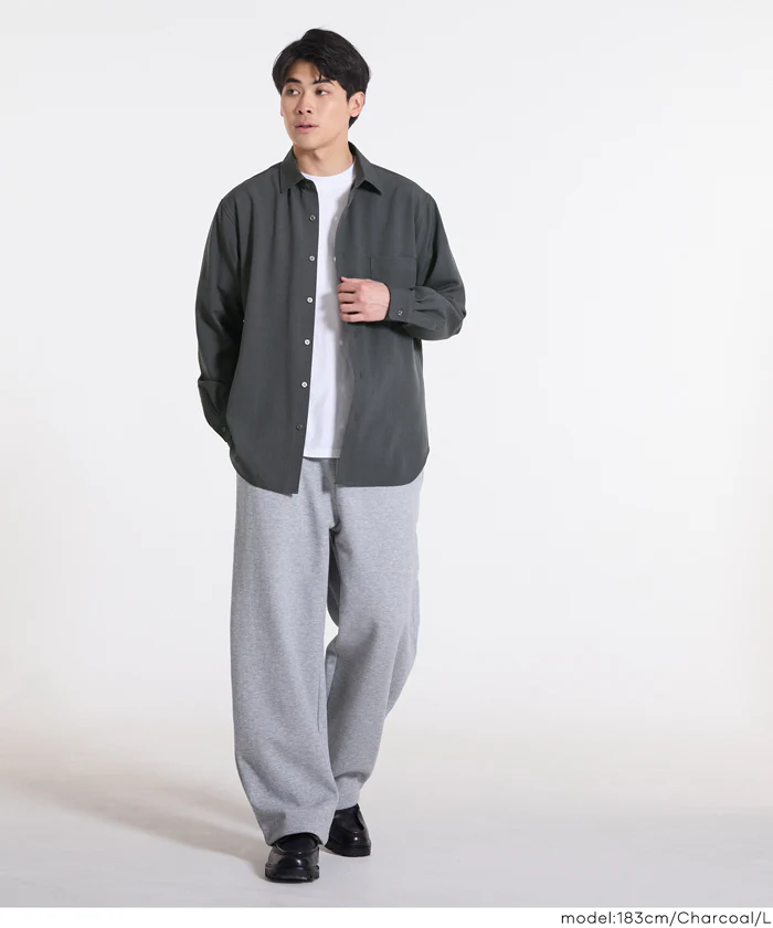 ヘリンボーンリラックス長袖シャツ メンズ メール便不可 - Image 2