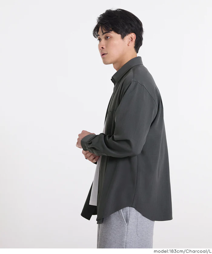 ヘリンボーンリラックス長袖シャツ メンズ メール便不可 - Image 3
