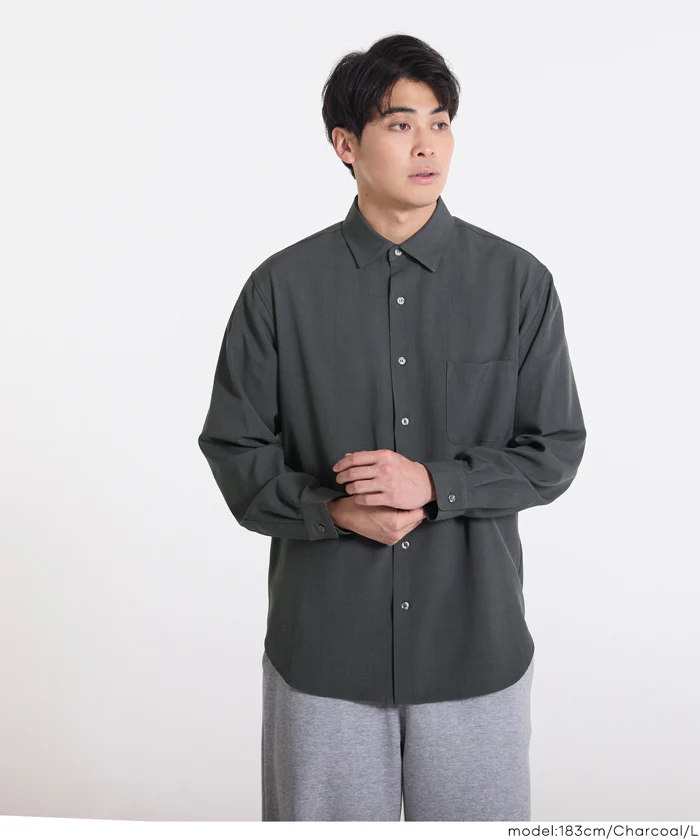 ヘリンボーンリラックス長袖シャツ メンズ メール便不可 - Image 7