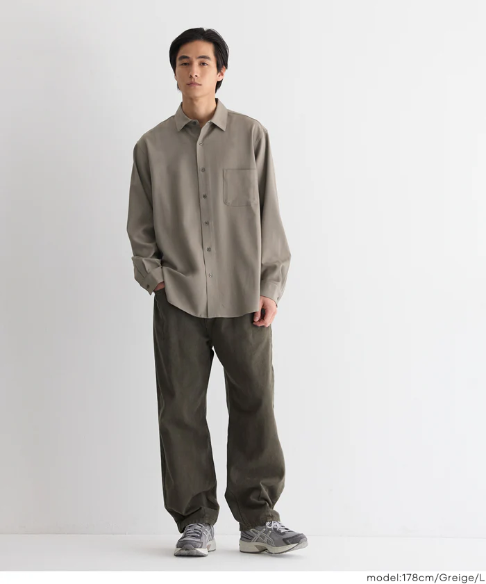 ヘリンボーンリラックス長袖シャツ メンズ メール便不可 - Image 8