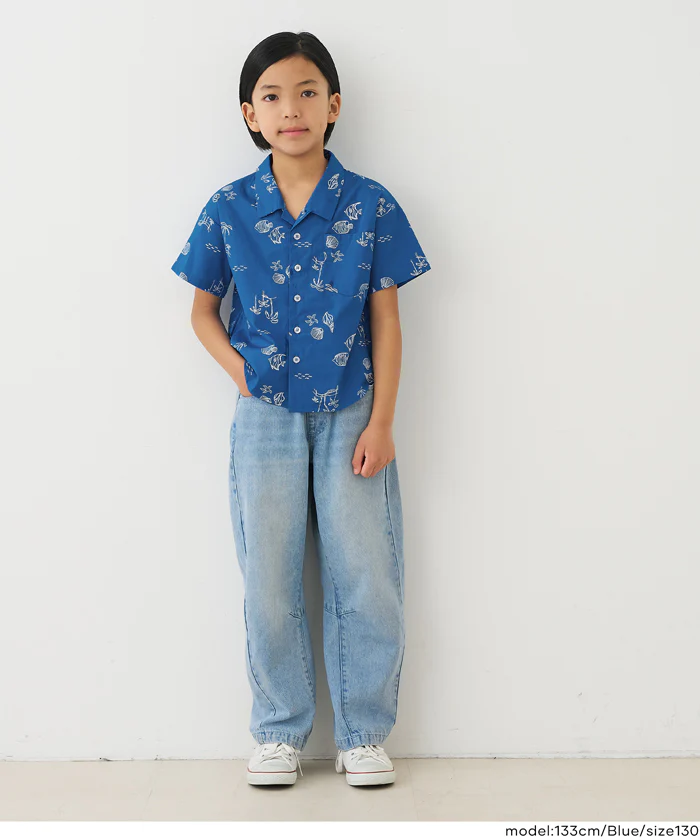 総柄開襟シャツ キッズ メール便可 - Image 2