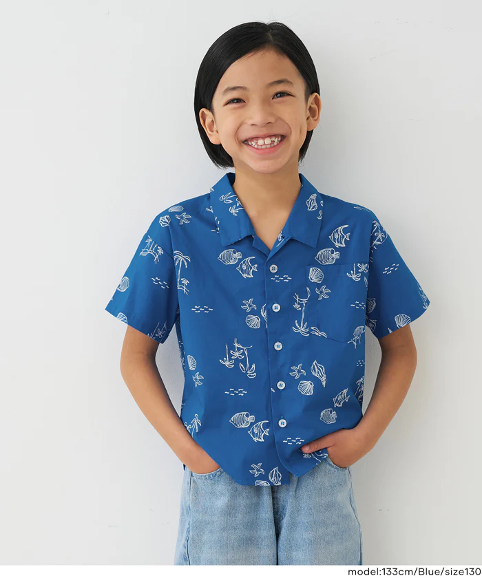 総柄開襟シャツ キッズ メール便可 - Image 3