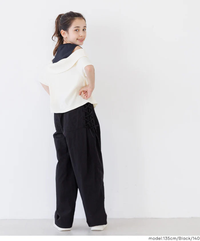 レースアップワイドパンツ キッズ メール便不可 - Image 4