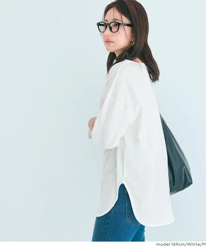 セール★990円→890円 レギュラーオンスコットンサイドスリットビッグTシャツ レディース メール便不可 - Image 4