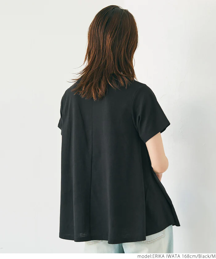 Tシャツ レディース フレアシルエット Aライン 半袖 クルーネック カットソー 無地 薄手 ミディアム丈 きれいめ 伸縮性 メール便可 24ss coca コカ - Image 8