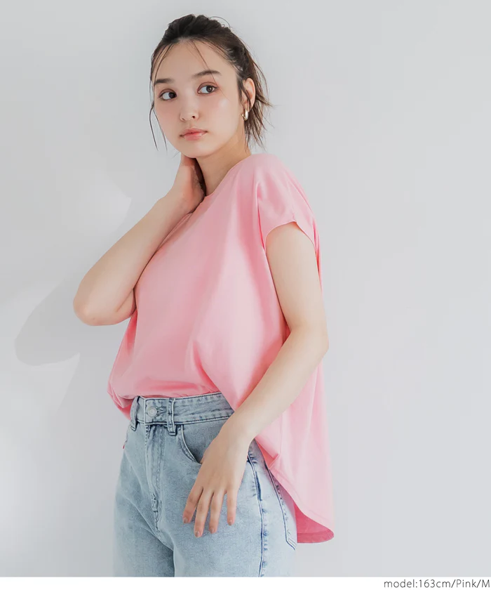 フレンチスリーブテールカットTシャツ レディース メール便可 - Image 19