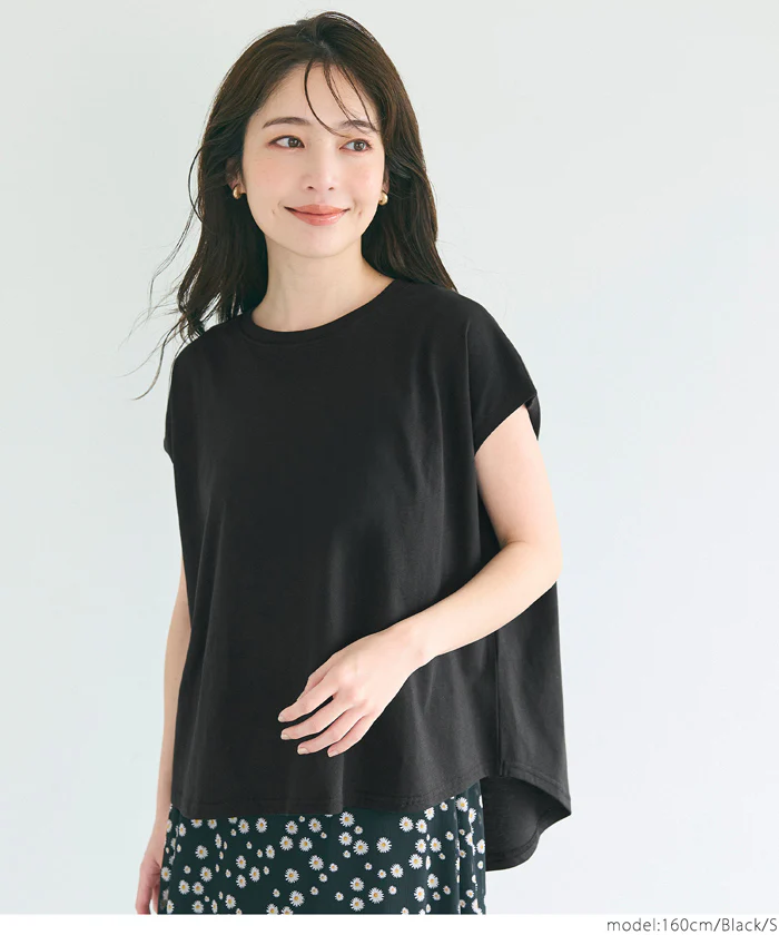 フレンチスリーブテールカットTシャツ レディース メール便可 - Image 5