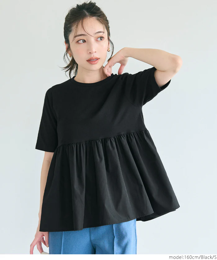 クルーネックドッキングカットソー レディース メール便可 - Image 10