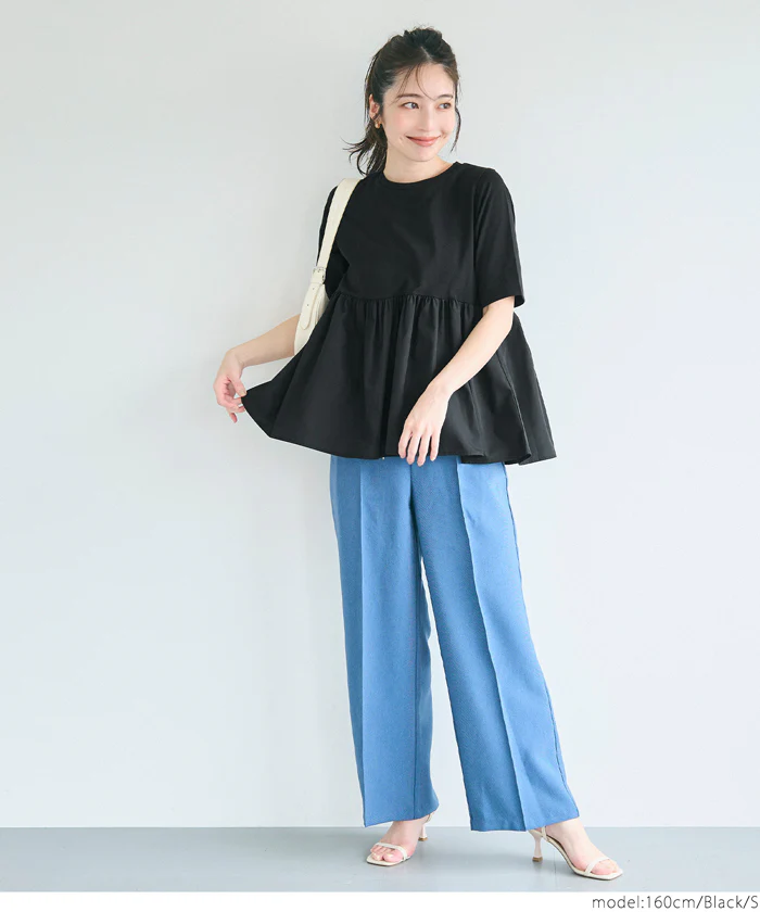 クルーネックドッキングカットソー レディース メール便可 - Image 11