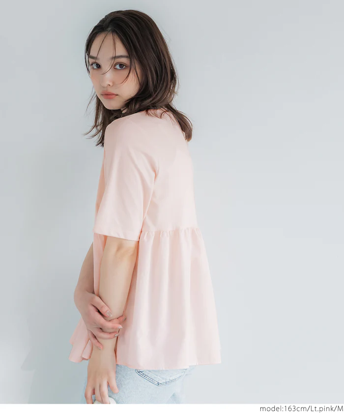クルーネックドッキングカットソー レディース メール便可 - Image 12