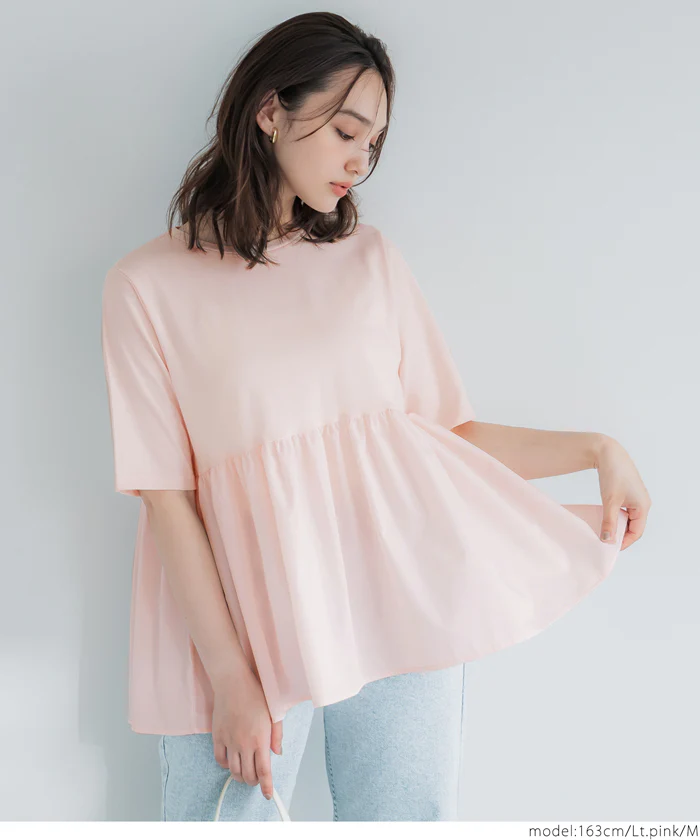 クルーネックドッキングカットソー レディース メール便可 - Image 14