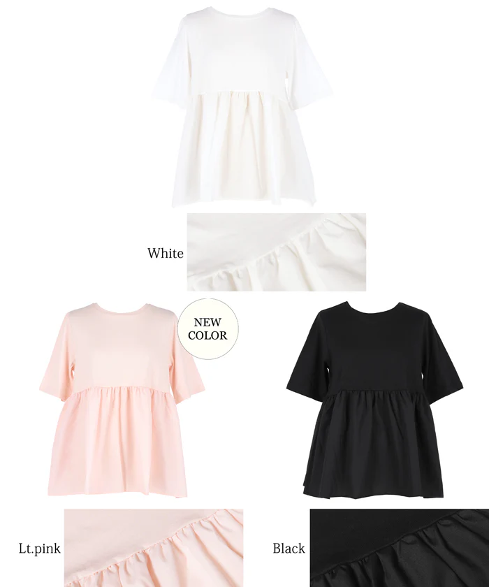 クルーネックドッキングカットソー レディース メール便可 - Image 18