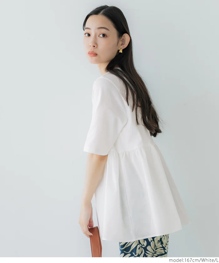 クルーネックドッキングカットソー レディース メール便可 - Image 3