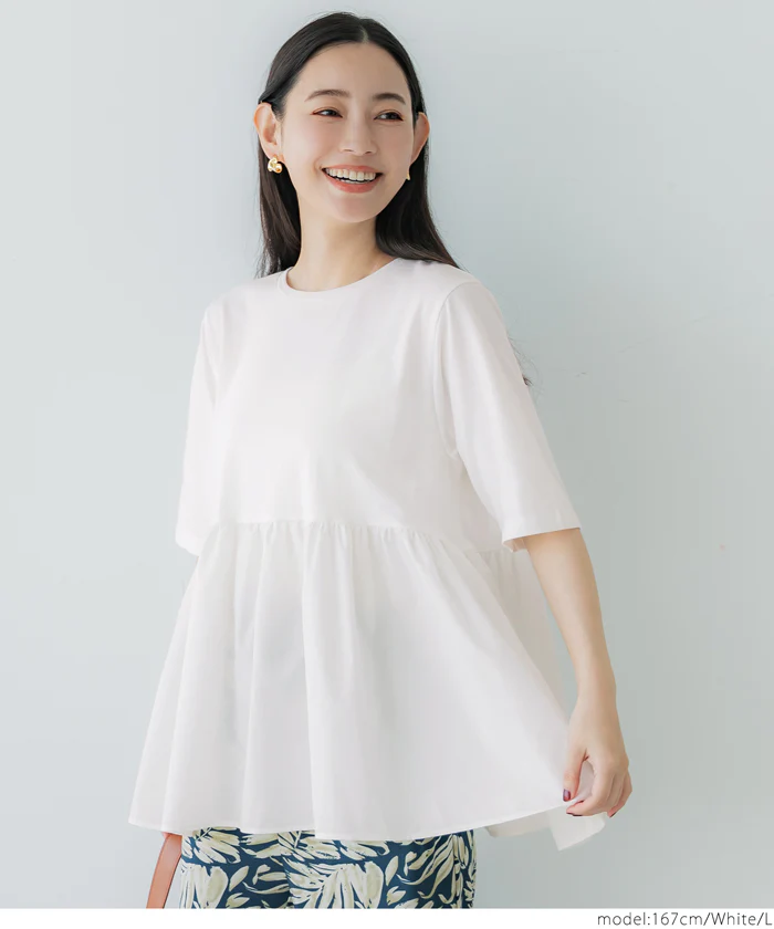 クルーネックドッキングカットソー レディース メール便可 - Image 6