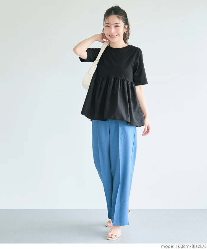 クルーネックドッキングカットソー レディース メール便可 - Image 7