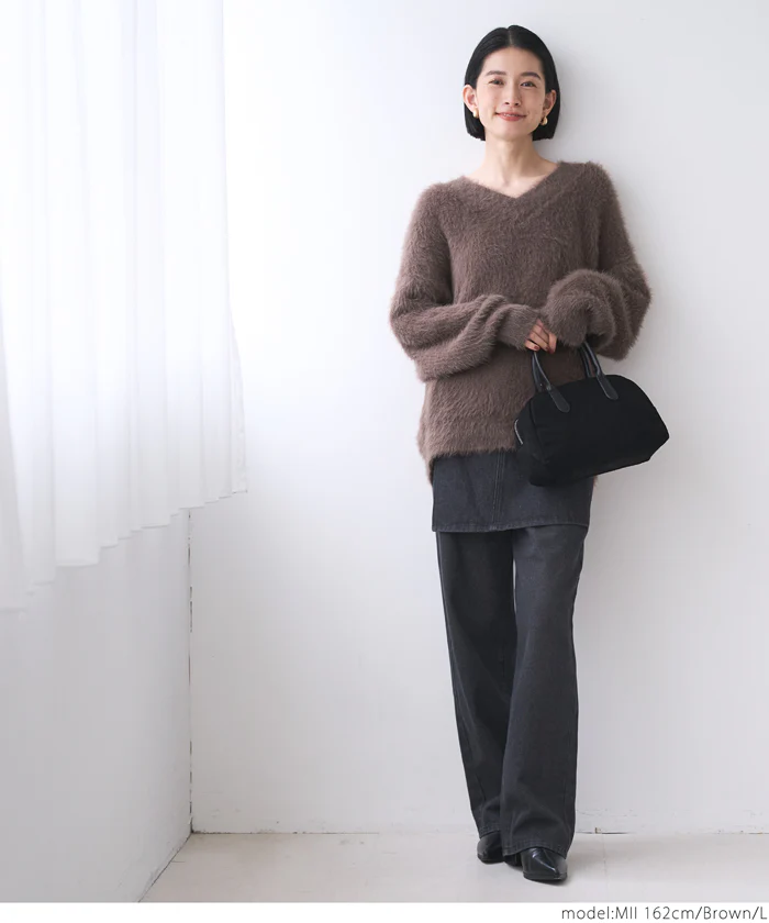 WEB限定セール★2690円→990円 シャギーVネックニットトップス レディース メール便不可 - Image 11