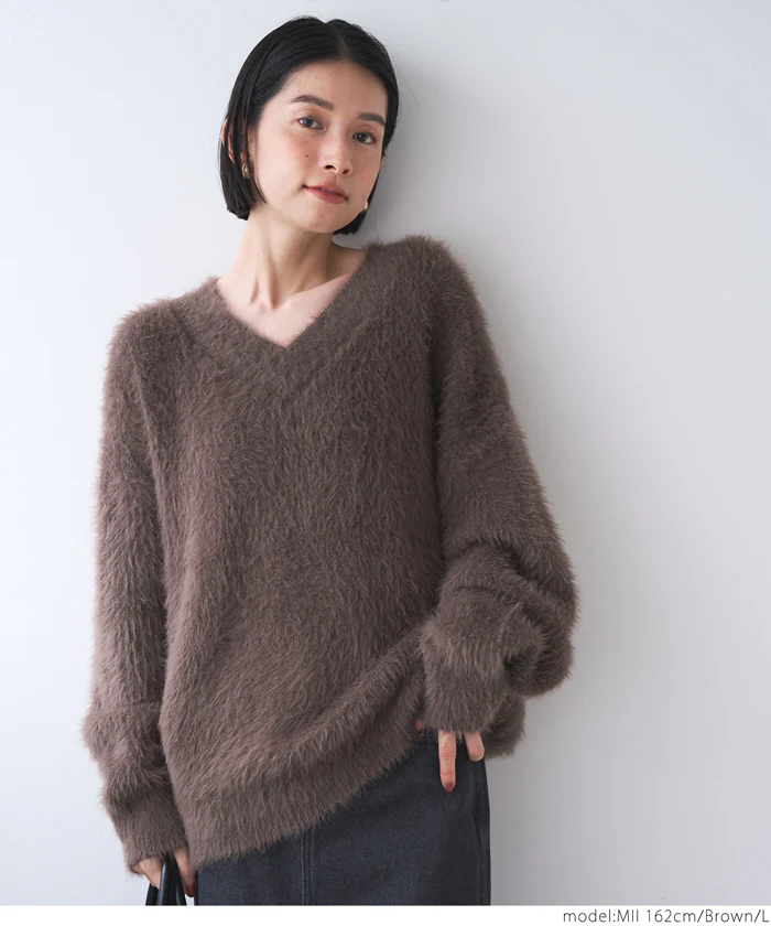 WEB限定セール★2690円→990円 シャギーVネックニットトップス レディース メール便不可 - Image 12