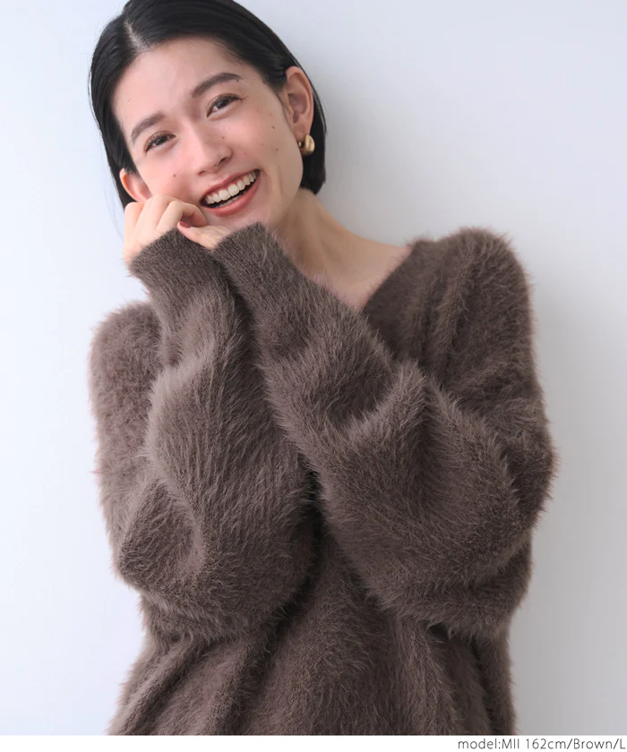 WEB限定セール★2690円→990円 シャギーVネックニットトップス レディース メール便不可 - Image 13