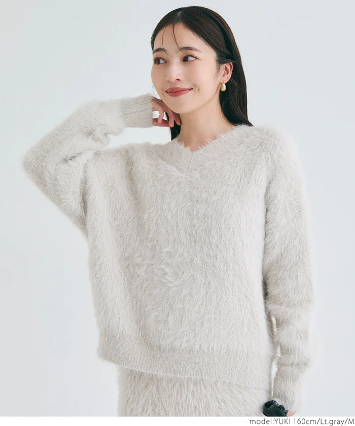 WEB限定セール★2690円→990円 シャギーVネックニットトップス レディース メール便不可 - Image 5