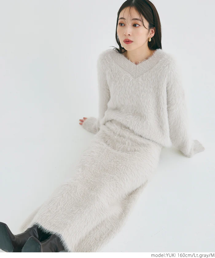 WEB限定セール★2690円→990円 シャギーVネックニットトップス レディース メール便不可 - Image 6