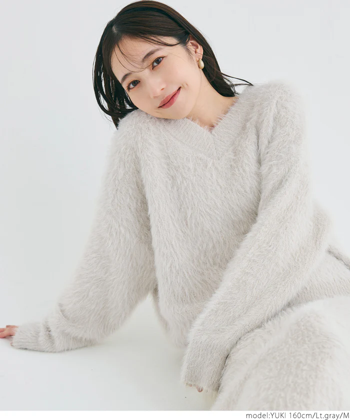 WEB限定セール★2690円→990円 シャギーVネックニットトップス レディース メール便不可 - Image 7