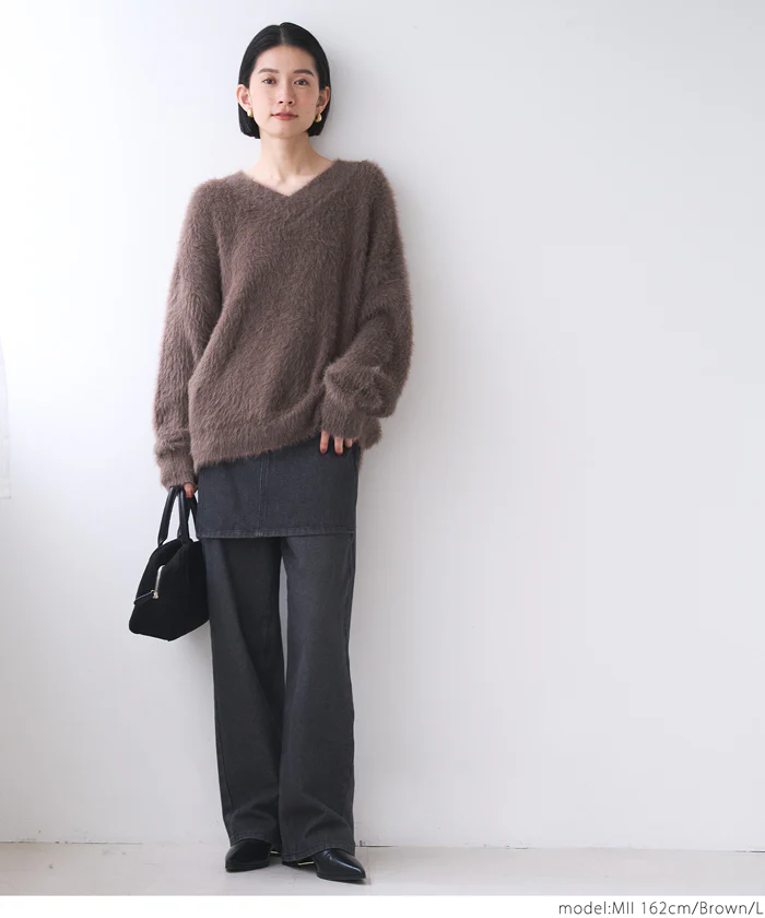 WEB限定セール★2690円→990円 シャギーVネックニットトップス レディース メール便不可 - Image 8