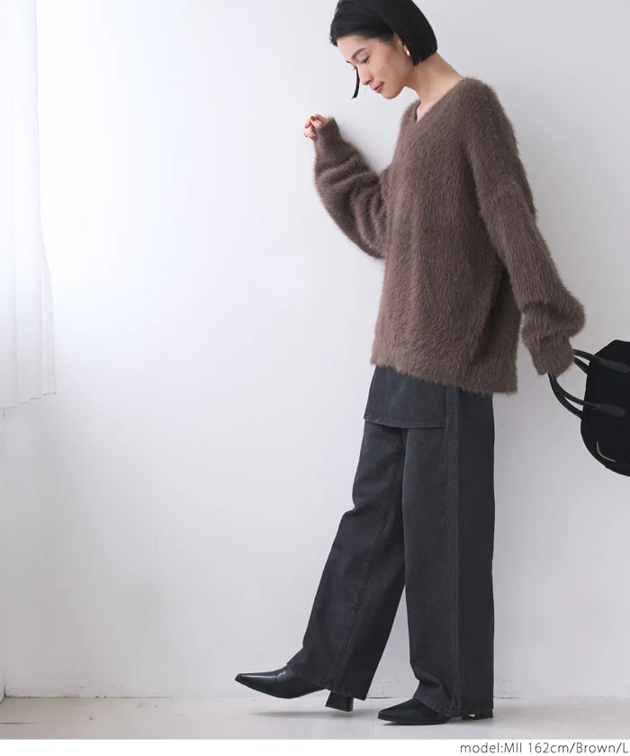 WEB限定セール★2690円→990円 シャギーVネックニットトップス レディース メール便不可 - Image 9