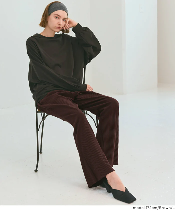 スムースリブパンツ レディース メール便不可 - Image 16