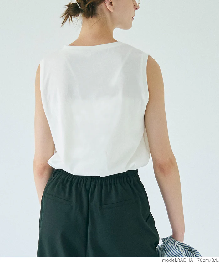 セール★990円→550円 Tシャツ レディース ノースリーブ タンクトップ 刺繍  シンプル 薄手 伸縮性 メール便可 24ss - Image 5