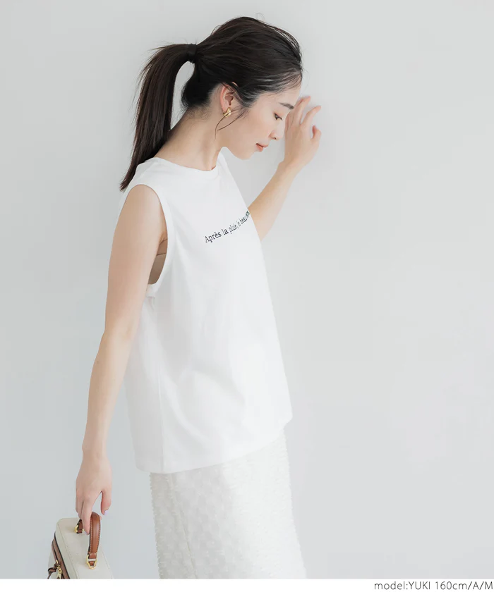 セール★990円→550円 Tシャツ レディース ノースリーブ タンクトップ 刺繍  シンプル 薄手 伸縮性 メール便可 24ss - Image 8