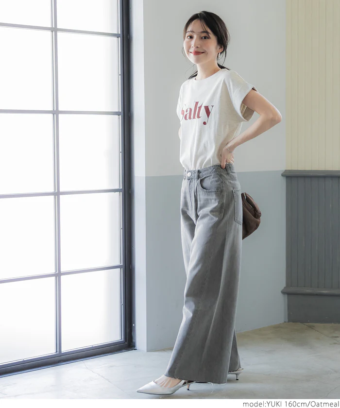Tシャツ レディース フレンチスリーブ ロゴ プリント 英字 コットン生地 クルーネック ミディアム丈 半袖 メール便可 24ss - Image 10