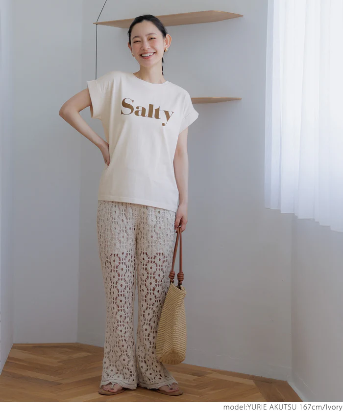 Tシャツ レディース フレンチスリーブ ロゴ プリント 英字 コットン生地 クルーネック ミディアム丈 半袖 メール便可 24ss - Image 11
