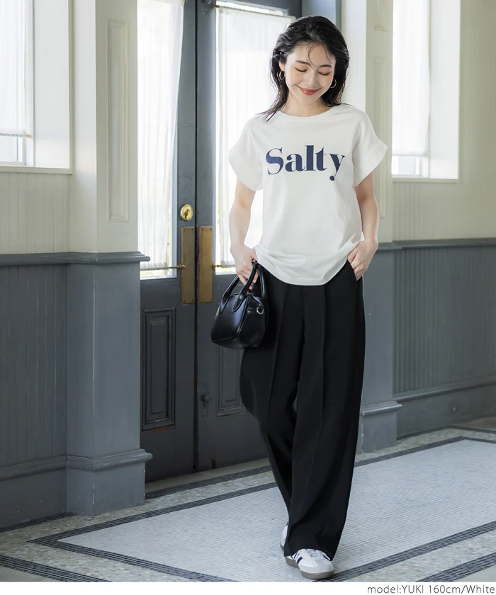 Tシャツ レディース フレンチスリーブ ロゴ プリント 英字 コットン生地 クルーネック ミディアム丈 半袖 メール便可 24ss - Image 2