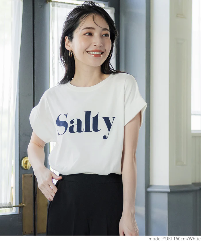 Tシャツ レディース フレンチスリーブ ロゴ プリント 英字 コットン生地 クルーネック ミディアム丈 半袖 メール便可 24ss - Image 4