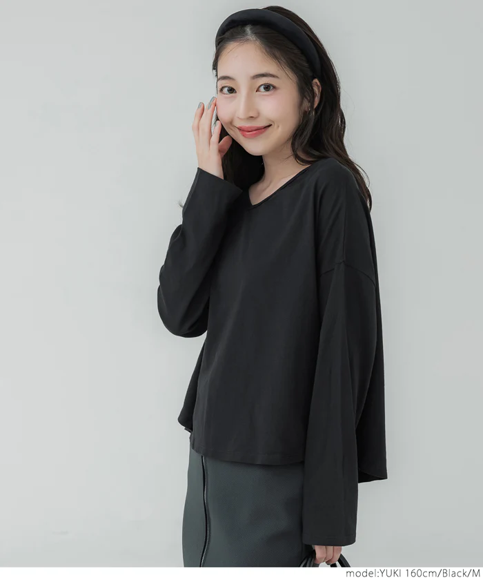 セール★990円→550円 レギュラーオンスコットンVネック短丈Tシャツ レディース メール便不可 - Image 13