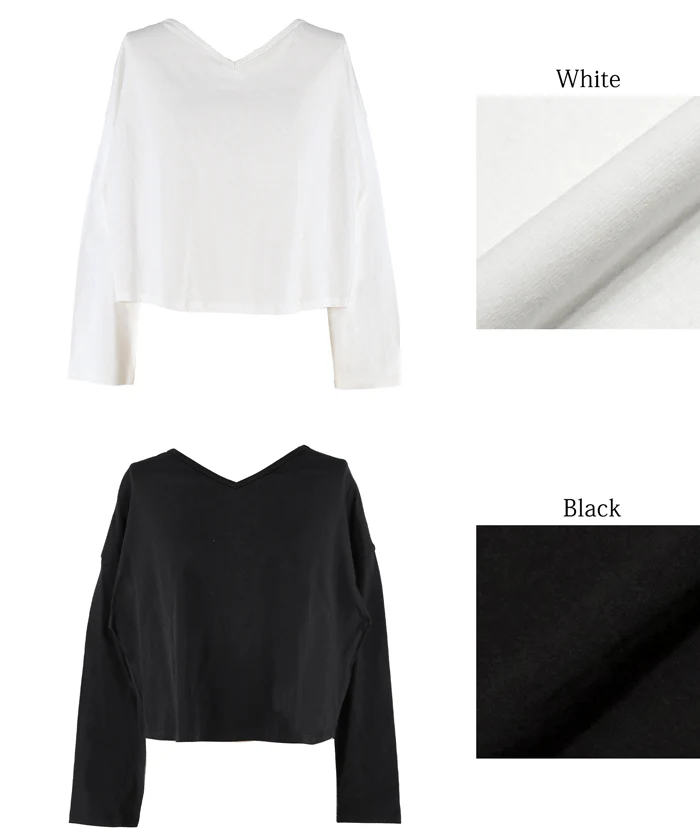 セール★990円→550円 レギュラーオンスコットンVネック短丈Tシャツ レディース メール便不可 - Image 16
