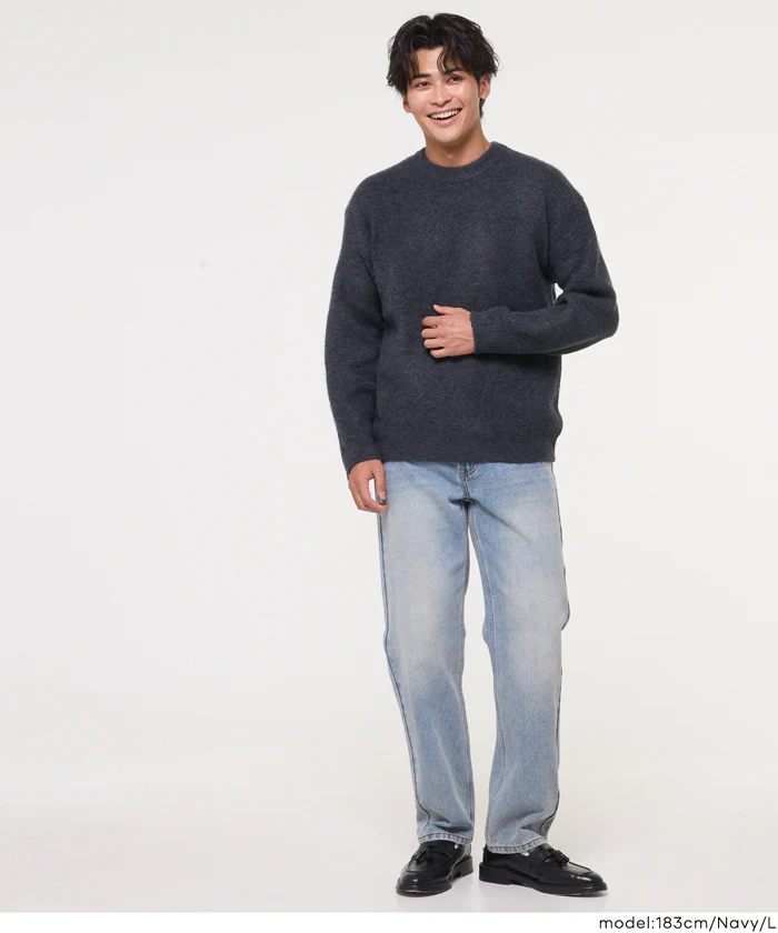 セール★2490円→1690円 モヘヤ風クルーネックリラックスニットトップス メンズ メール便不可 - Image 16