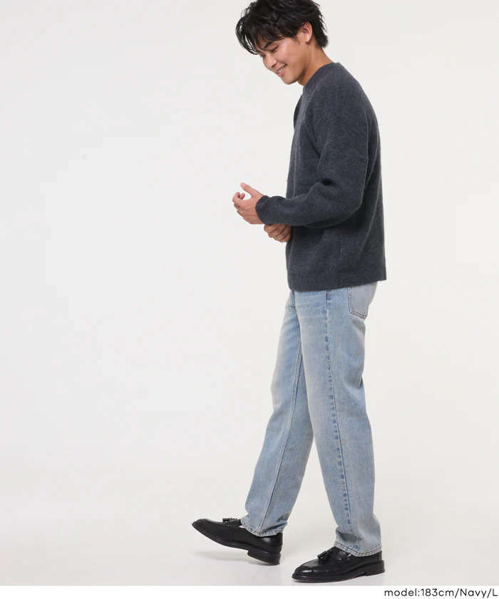 セール★2490円→1690円 モヘヤ風クルーネックリラックスニットトップス メンズ メール便不可 - Image 18