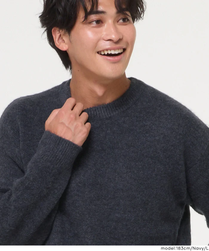 セール★2490円→1690円 モヘヤ風クルーネックリラックスニットトップス メンズ メール便不可 - Image 19