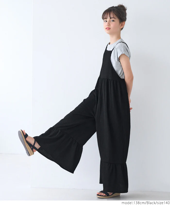 WEB限定セール ★1690円→110円シボシャーリング裾フレアオールインワン キッズ メール便不可 - Image 3